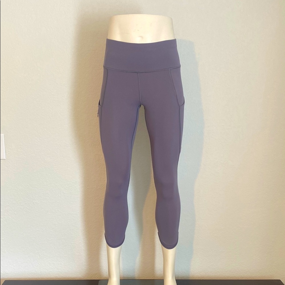 Athleta Gray Capris with High-Rise Waistband